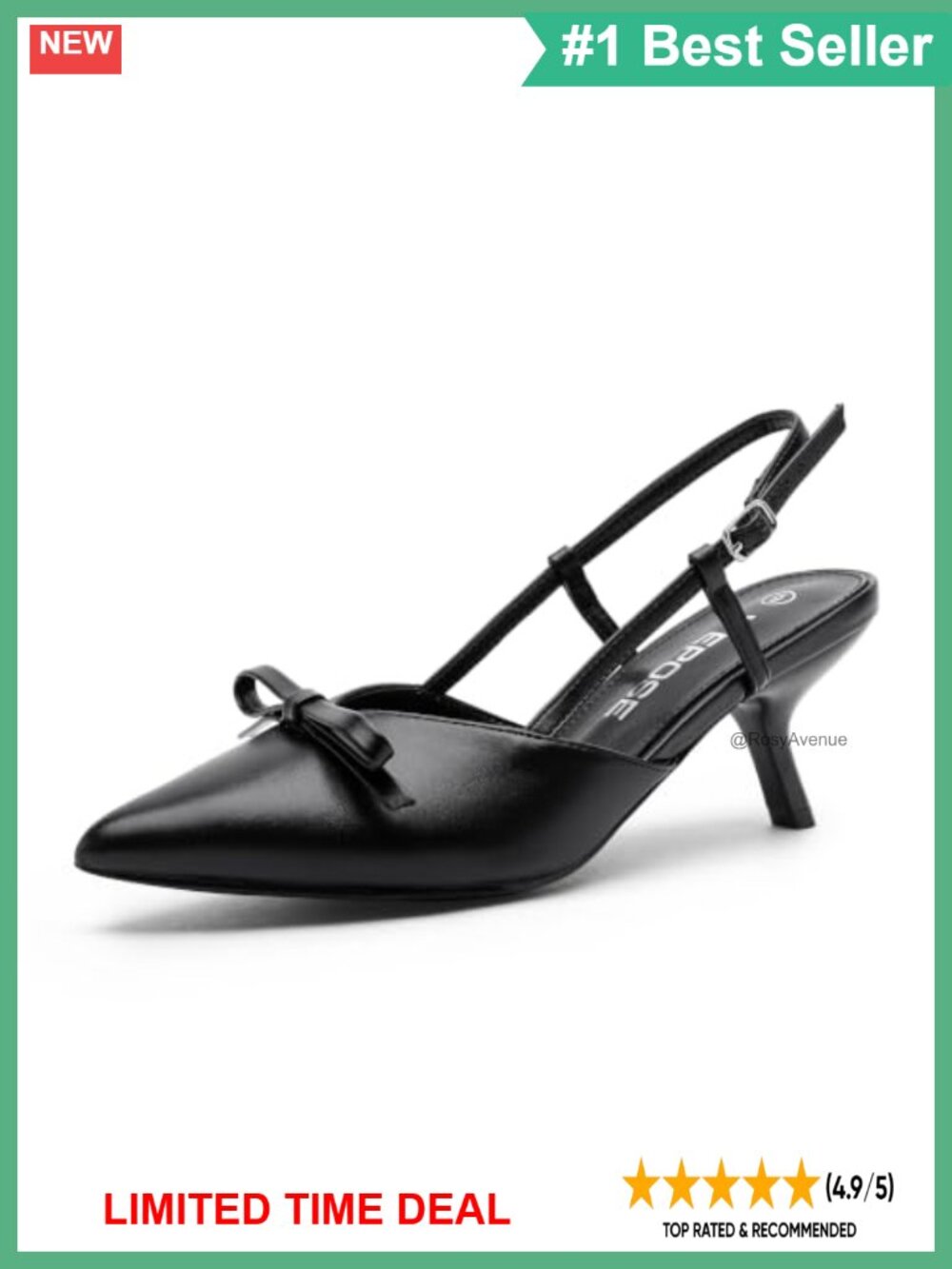 Slingback Kitten Heels Bow Pointed Toe Dress Pumps